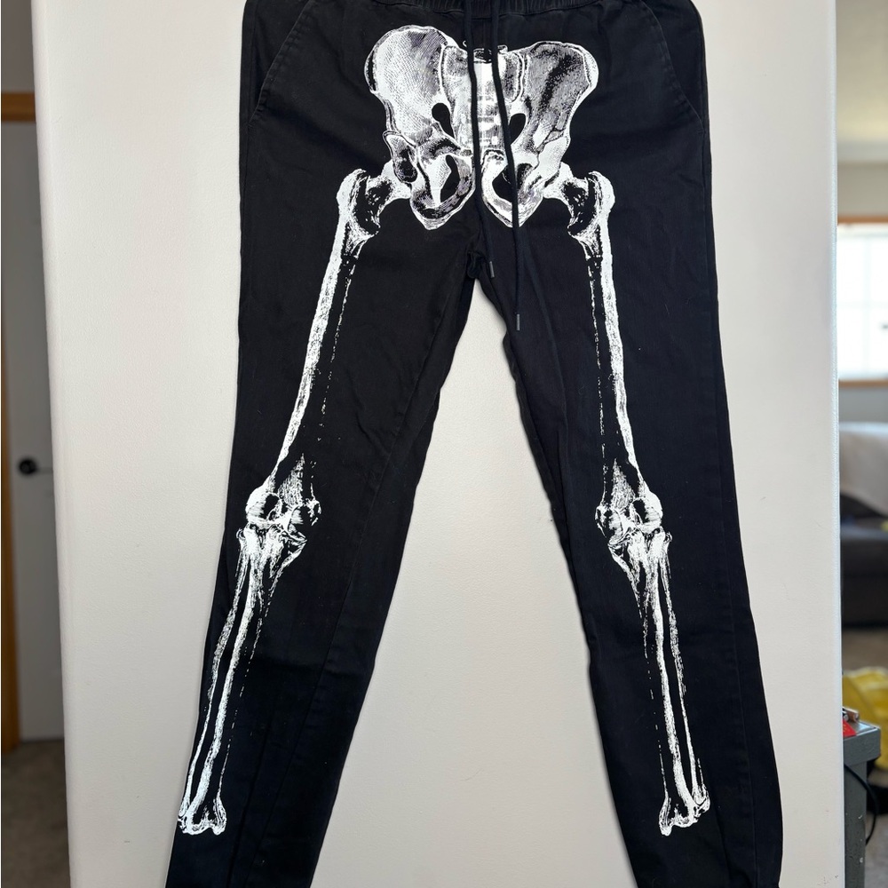 HOT TOPIC Black Joggers with Skeleton Design